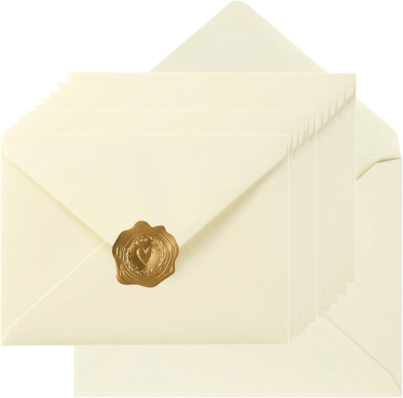 Toperd 100 Pieces A7 Envelopes Colorful 5x7 Envelopes for Greeting Cards, Birthday, Weddings, Baby Shower Invitation Cards (Cream Color, 5.24 x 7.24 Inches) - Image 1